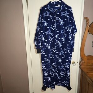Navy Blue with White Stars Fleece Adult‎ Onesie Field Gear Size s/m